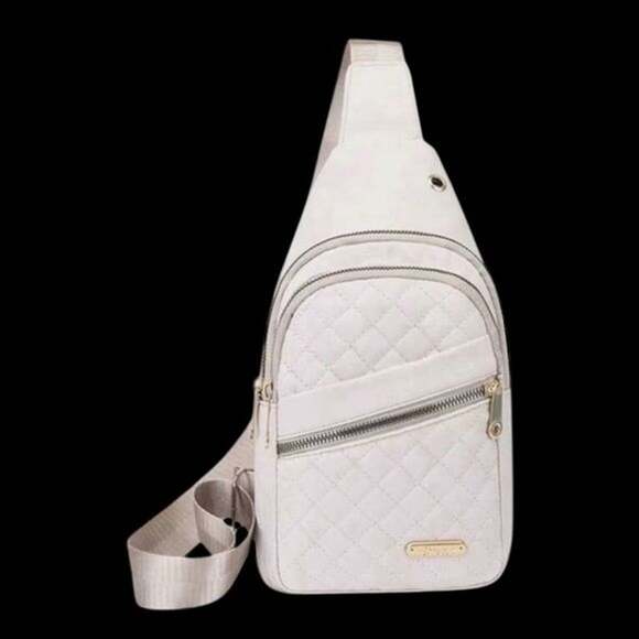 Unbranded Handbags - Quilted White Sling Crossbody Bag